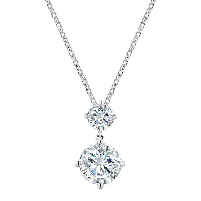 Fancy pendant with 4.19 carats* of diamond simulants in 10 carat white gold