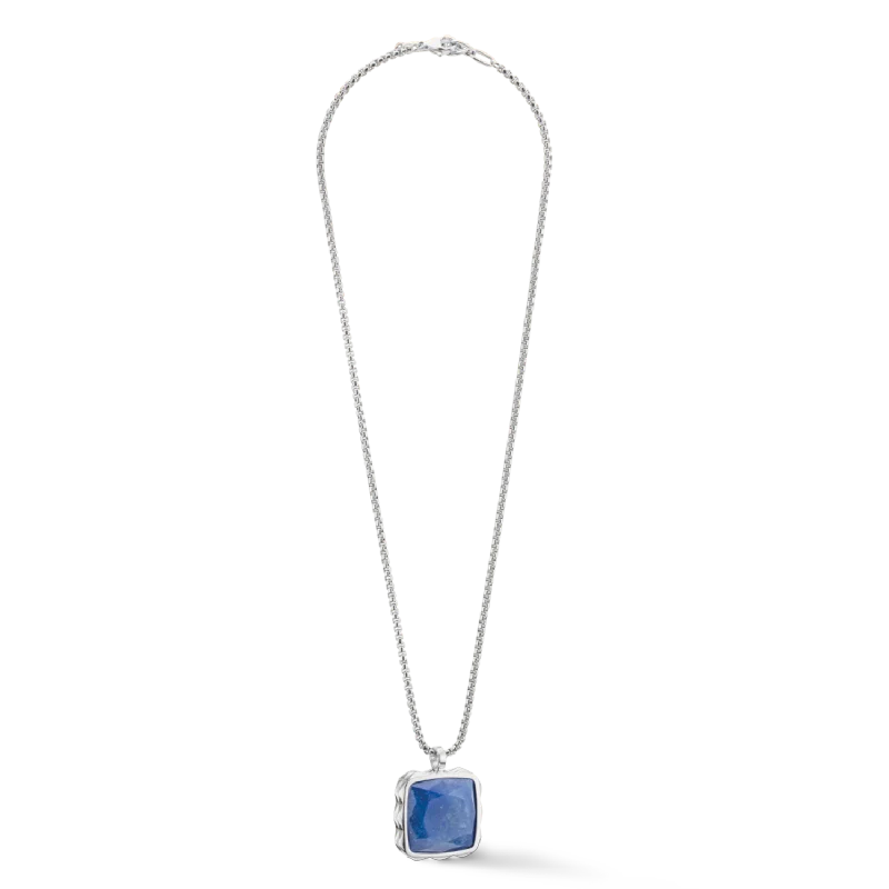 Necklace Amulet Spikes Square Aventurine silver-blue