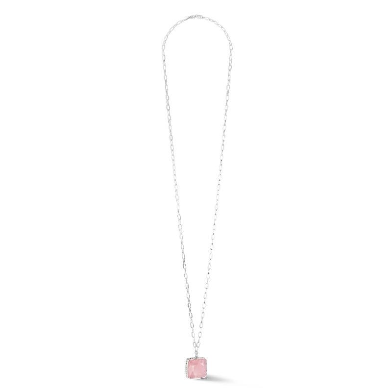 Necklace OE Amulet Square Rose Quartz silver-pink