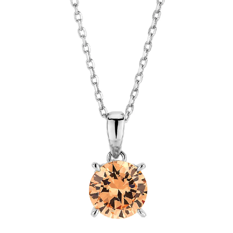 Round Brilliant solitaire necklace with 1.34 carats* of diamond simulants in sterling silver