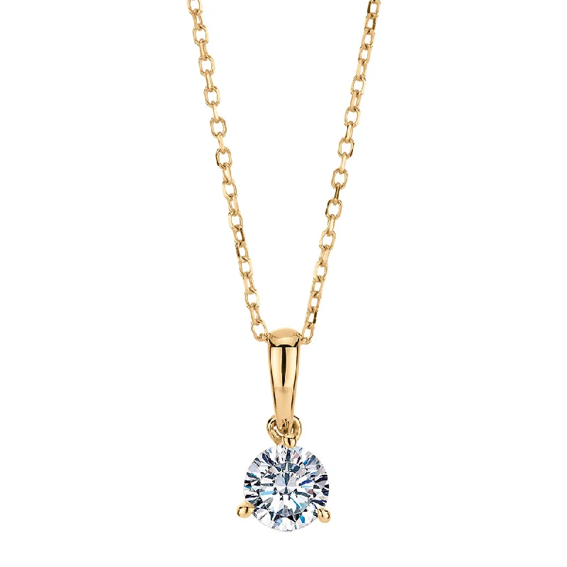 Round Brilliant solitaire pendant with 0.36 carat* diamond simulant in 10 carat yellow gold