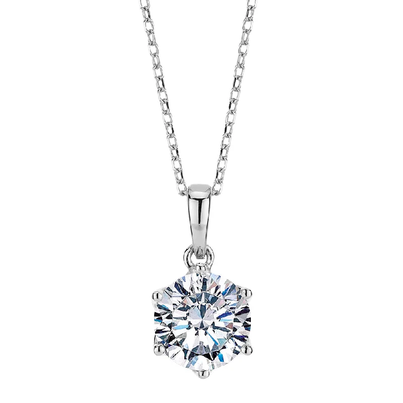 Round Brilliant solitaire pendant with 1.28 carat* diamond simulant in 10 carat white gold