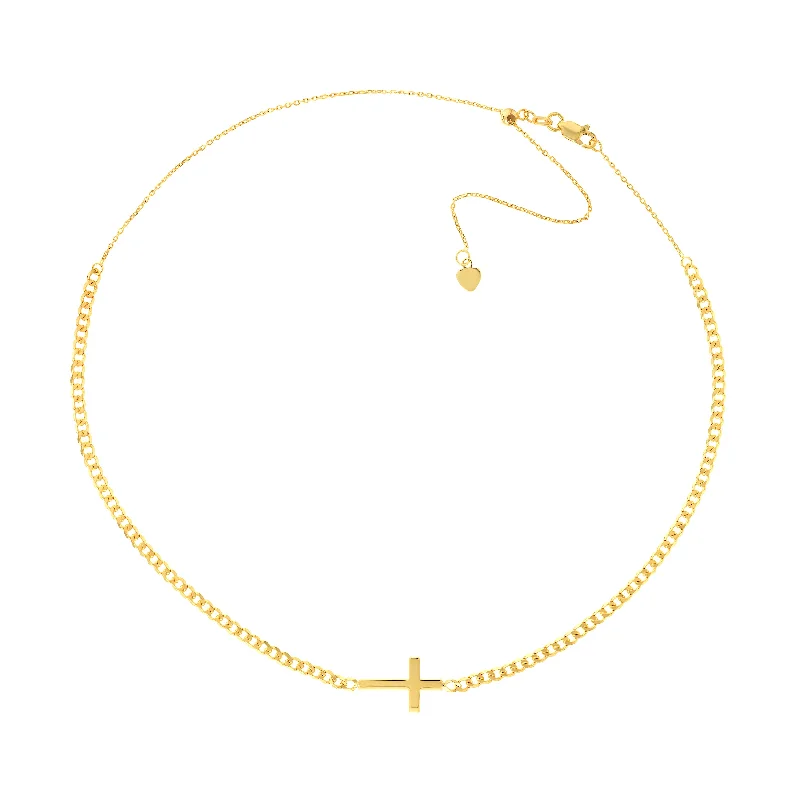 Sideways Cross Open Curb Chain Choker