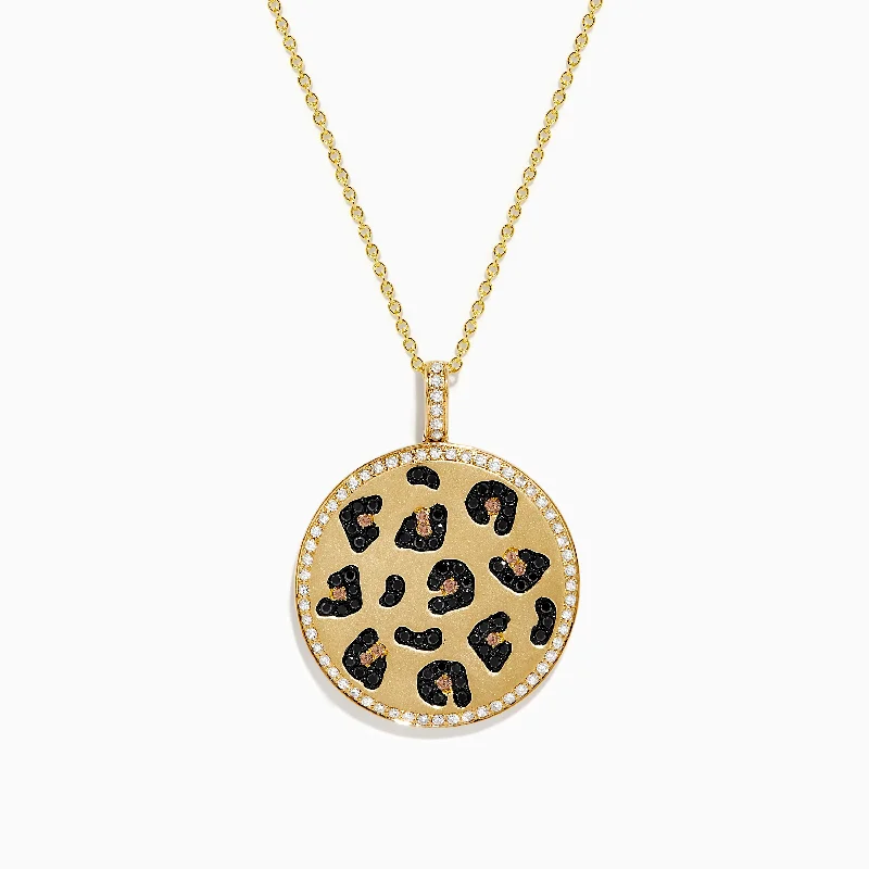 Signature 14K Yellow Gold Black White and Espresso Diamond Spot Pendant