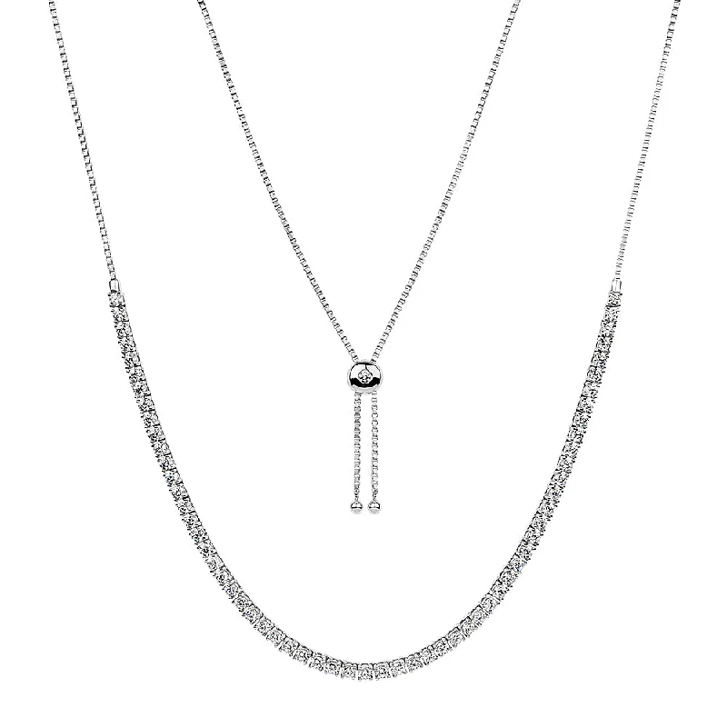 Slider necklace with 6.71 carats* of diamond simulants in sterling silver