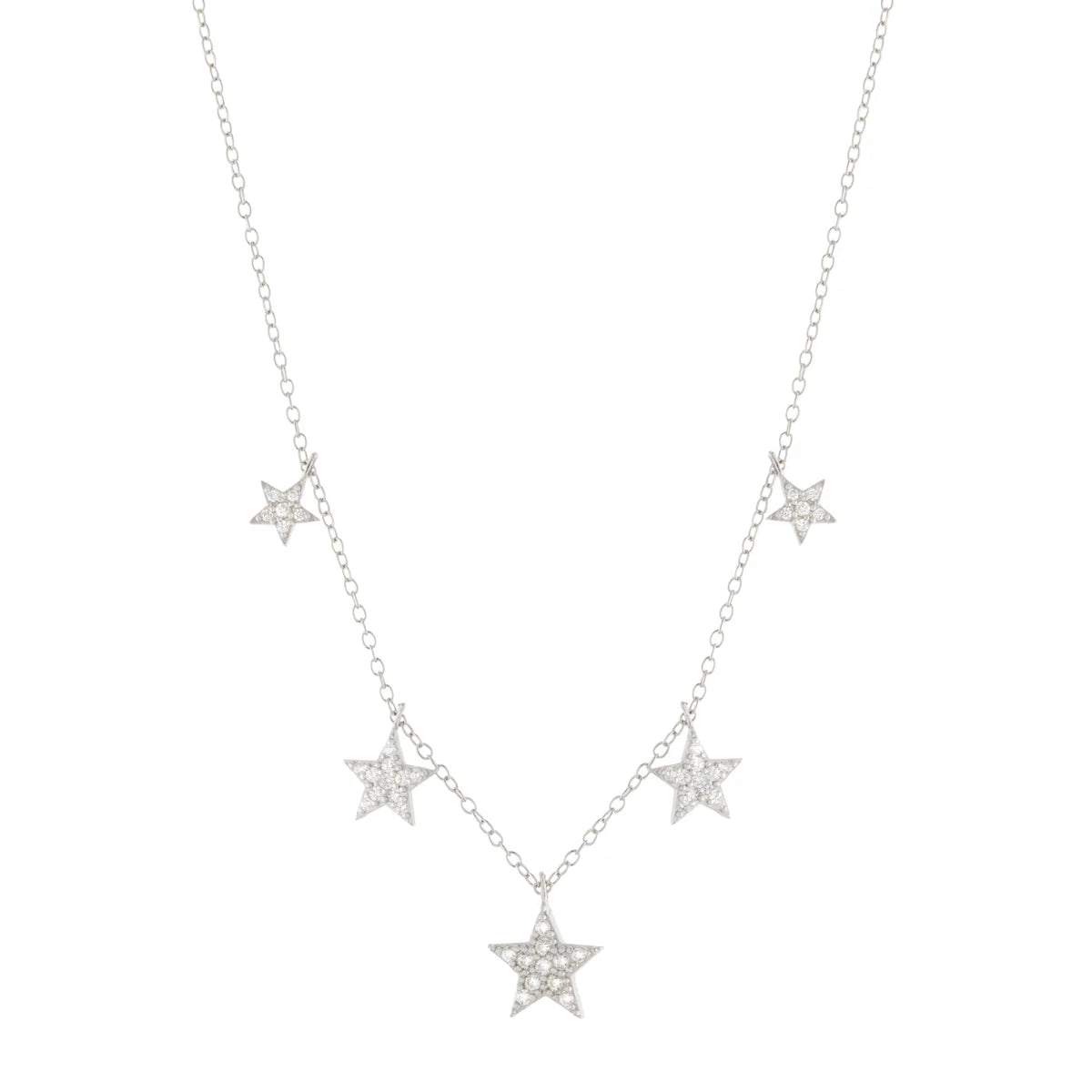 SS 18" CZ 5 Star Necklace