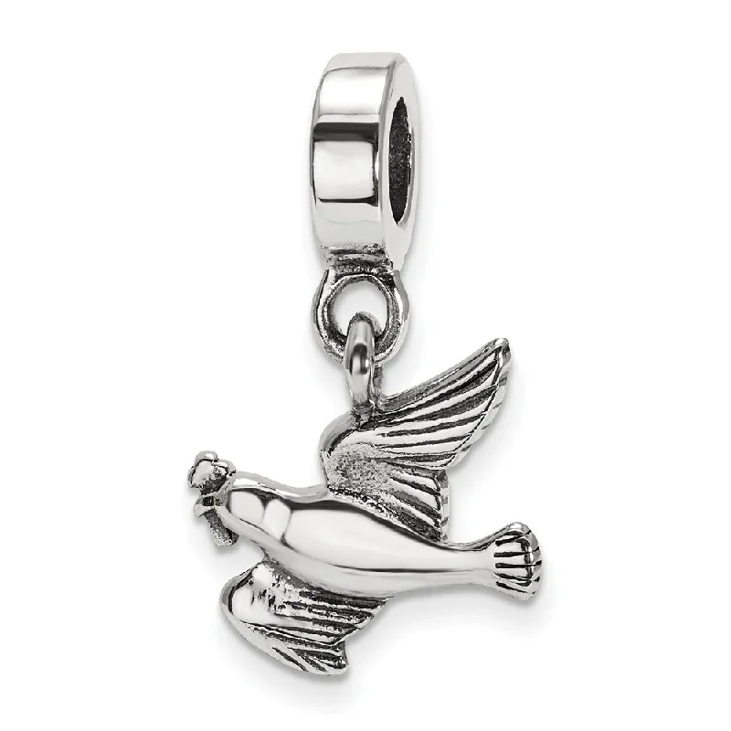 Sterling Silver Dove Dangle Bead Charm