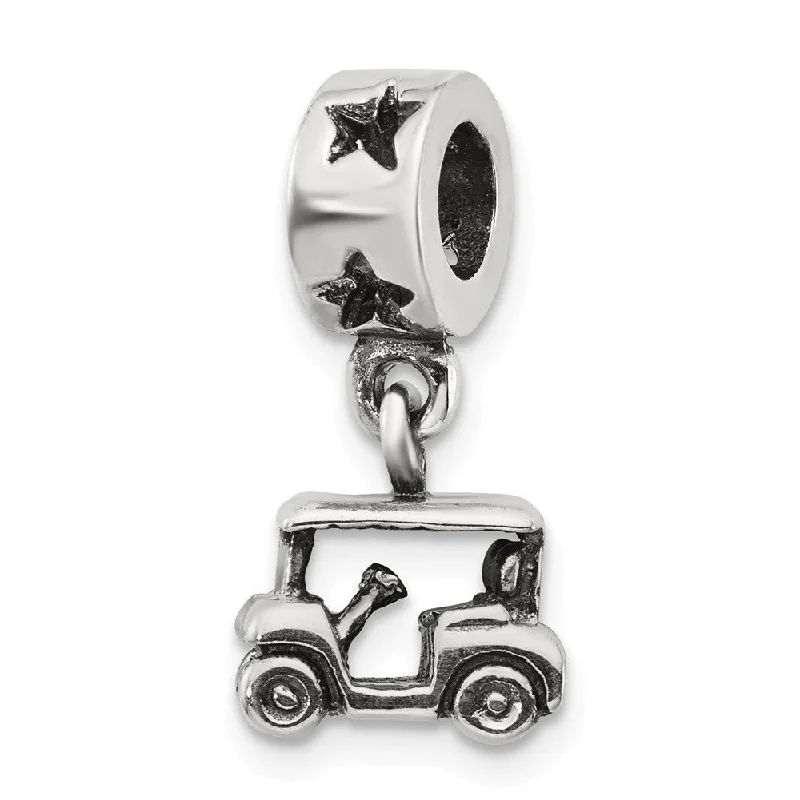 Sterling Silver Golf Cart Dangle Bead Charm