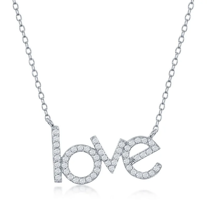 SS 'LOVE' CZ Necklace