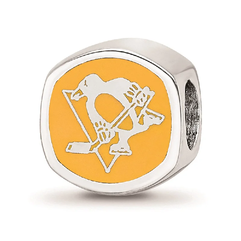 Sterling Silver NHL Pittsburgh Penguins Cushion Enamel Bead