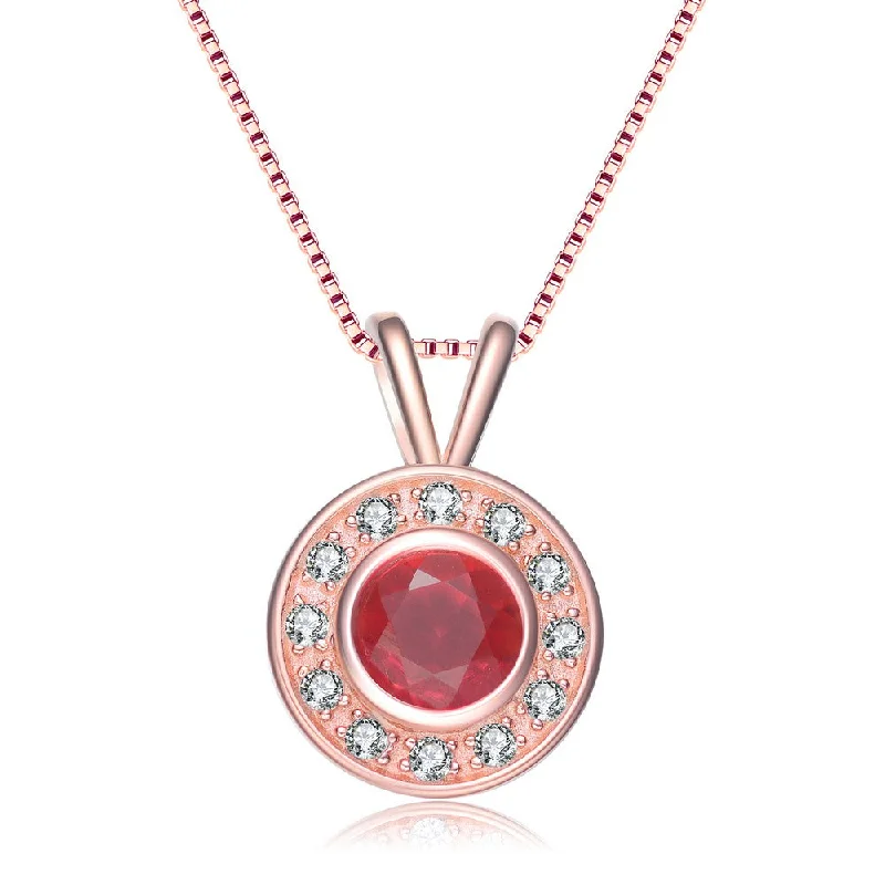 Noelle Red Round Rose Gold Pendant