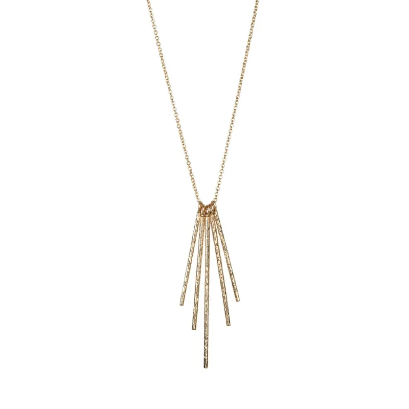 18K Gold Textured Five "Rain Stick" Necklace