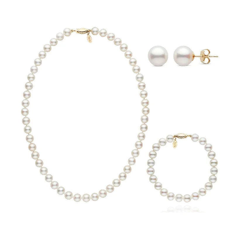 Seasonal Jewelry Sale – Upgrade Your Style Today 16 Inch 3 Piece 7.5-8.0 mm White Freshadama Freshwater Pearl Set