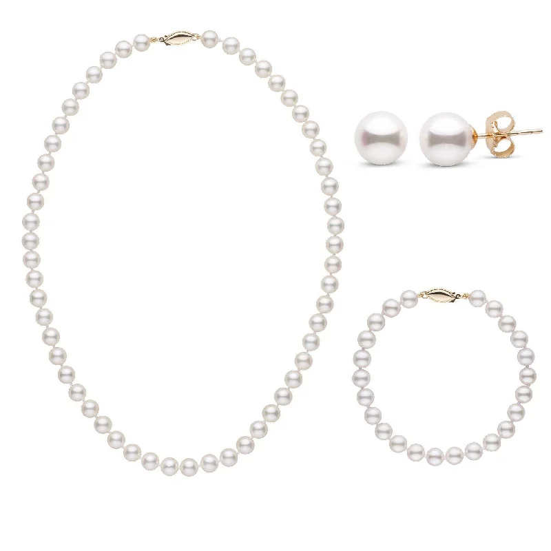 Buy More, Save More On Stunning Jewelry Pieces 16 Inch 3 Piece Set of 6.5-7.0 mm AA+ White Akoya Pearls