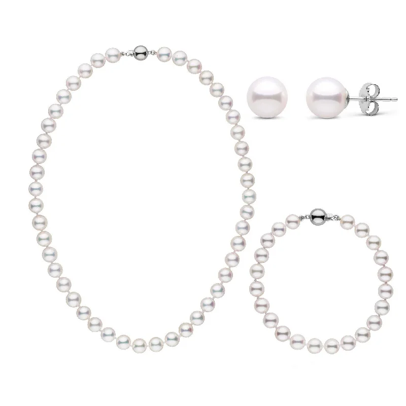 Elegant Jewelry, Exclusive Prices – Shop Now 16 Inch 3 Piece Set of 7.0-7.5 mm AAA White Akoya Pearls