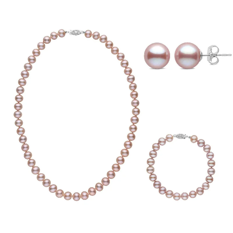 Exclusive Jewelry Sale Event – Shop Now 16 Inch 3 Piece Set of 7.5-8.0 mm AA+ Lavender Freshwater Pearls