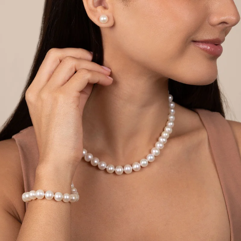 Chic, Trendy, And Affordable Jewelry Sale 16 Inch 3 Piece Set of 8.5-9.0 mm AA+ White Freshwater Pearls