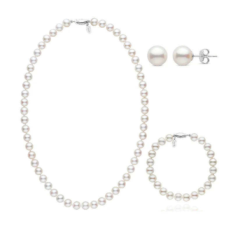 Bohemian-Inspired Jewelry For Free-Spirited Fashion 18 Inch 3 Piece 7.5-8.0 mm White Freshadama Freshwater Pearl Set