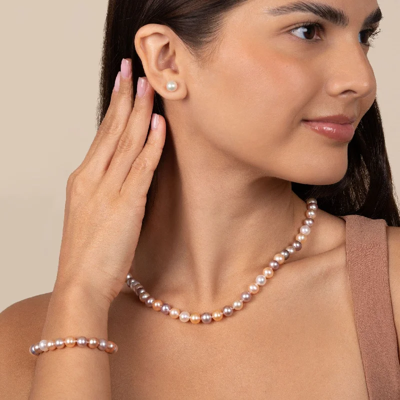 The Perfect Jewelry Piece At The Perfect Price 18 Inch 3 Piece Set of 7.5-8.0 mm AA+ Multicolor Freshwater Pearls