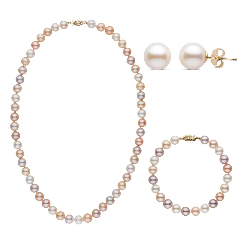 Shop Fine Jewelry With Exclusive Savings 18 Inch 3 Piece Set of 7.5-8.0 mm AAA Multicolor Freshwater Pearls