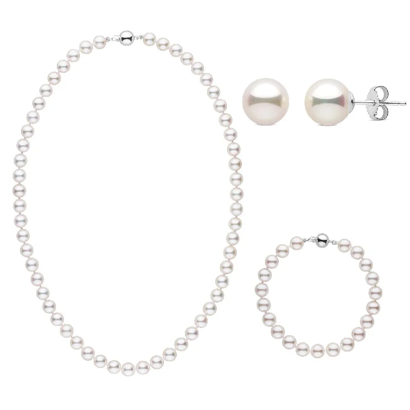 Flash Deals On Fine Jewelry – Shop Before It's Gone 18 Inch 3 Piece Set of 7.5-8.0 mm AAA White Akoya Pearls