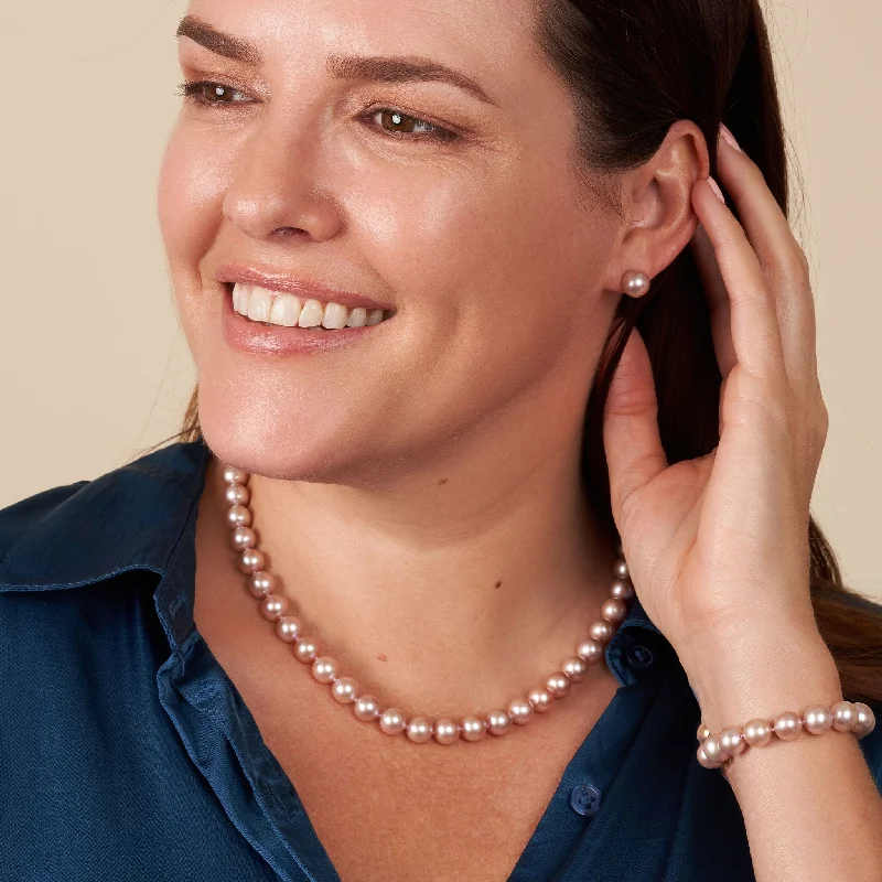 High-End Jewelry, Now More Affordable Than Ever 18 Inch 3 Piece Set of 8.5-9.0 mm AAA Lavender Freshwater Pearls