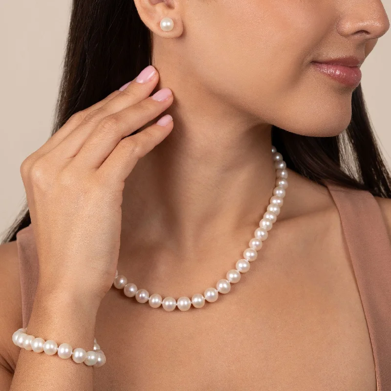 Special Sale On Handcrafted Jewelry – Shop Today 18 Inch 3 Piece Set of 8.5-9.0 mm White AA+ Freshwater Pearls