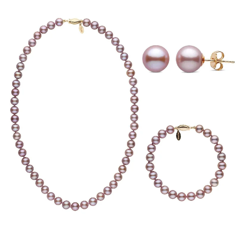 Unmissable Jewelry Sale – Shop Before It's Too Late 18 Inch 3 Piece 7.5-8.0 mm Lavender Freshadama Freshwater Pearl Set