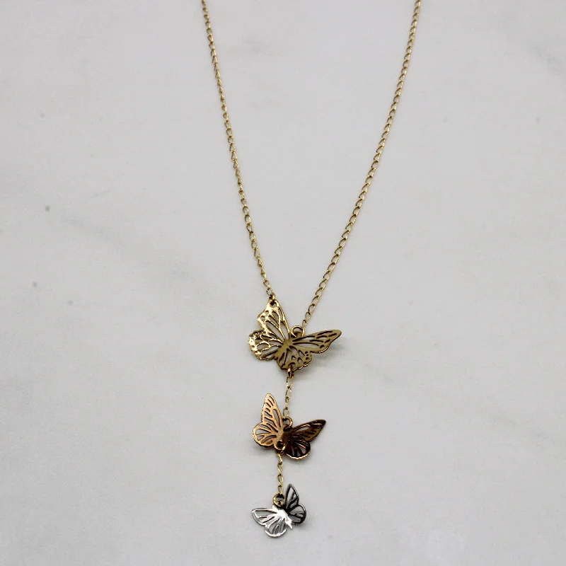 18k Tri Tone Gold Butterfly Necklace | 16" |