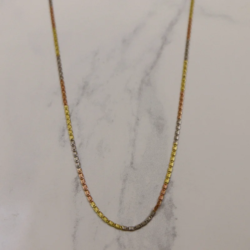 18k Tri Tone Gold Scroll Chain | 15.5" |