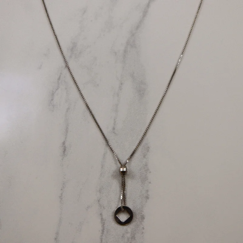 18k White Gold Lariat Style Necklace | 17" |