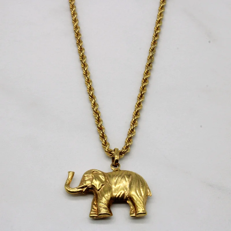 18k Yellow Gold Elephant Necklace | 23" |