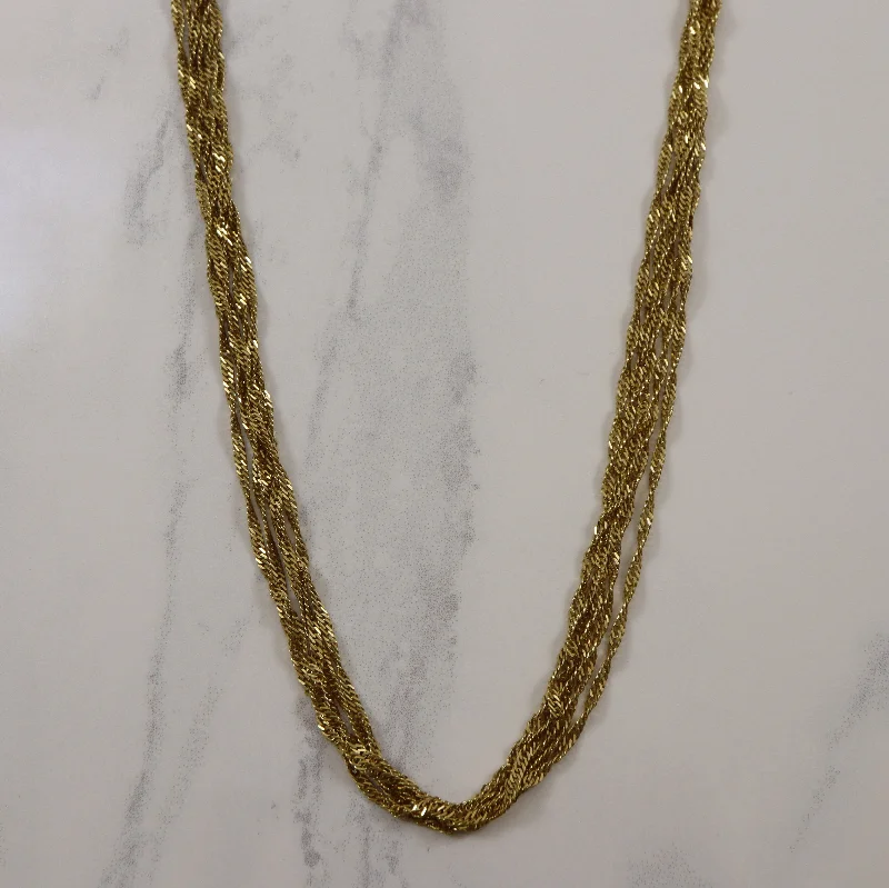 18k Yellow Gold Multi Strand Chain Choker | 15" |