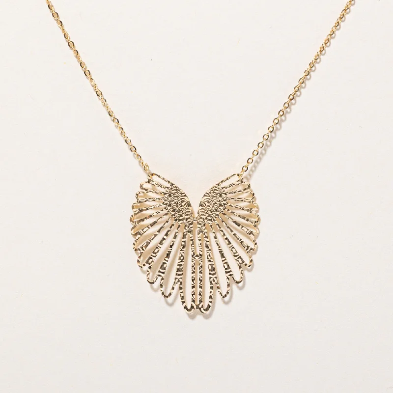 18k Yellow Gold Wings Pendant Necklace | 16" |