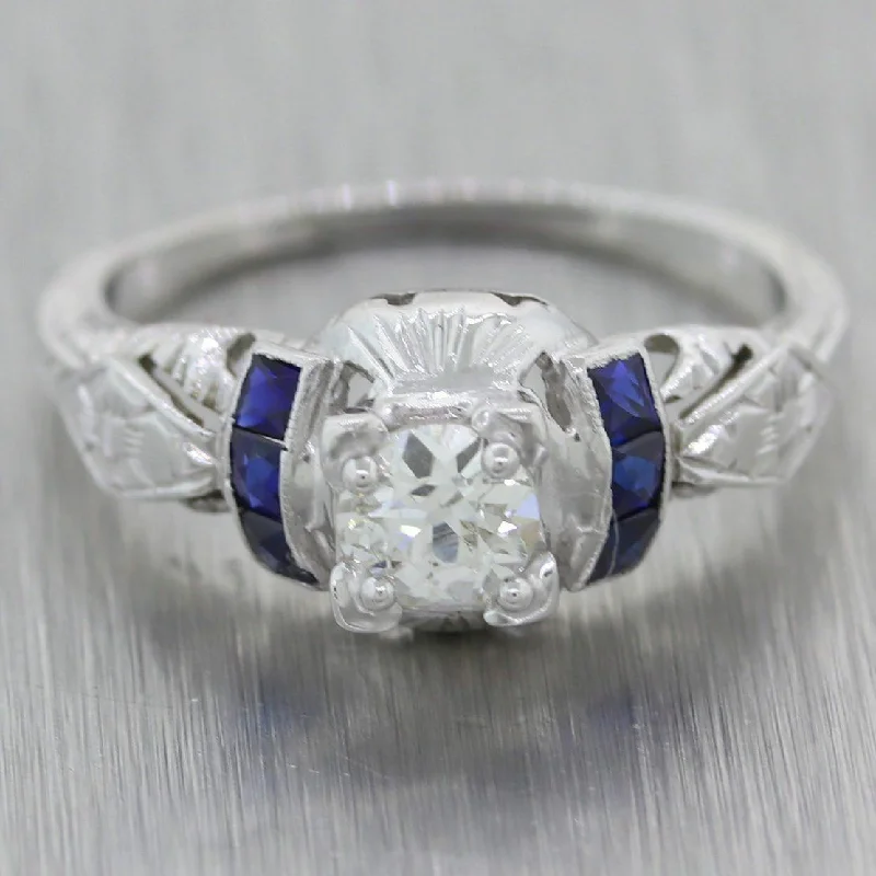 Trending Jewelry Now Available At Exclusive Prices 1930s Antique Art Deco 14k White Gold 0.60ctw Diamond Engagement Ring