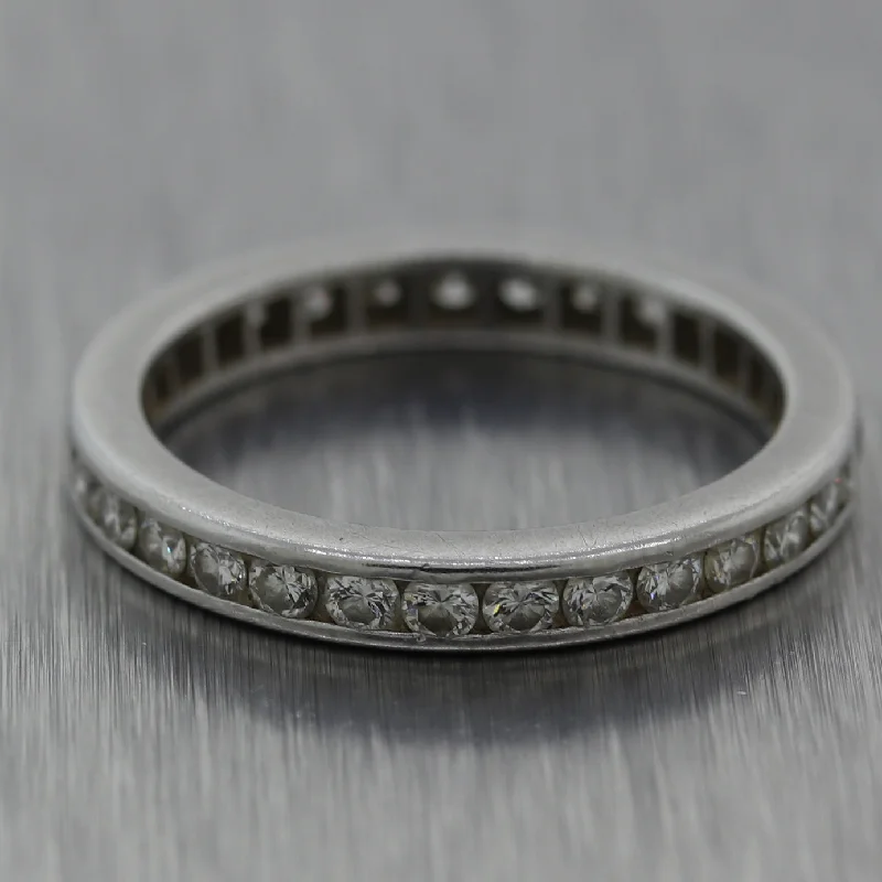 Sparkle More For Less – Jewelry Sale Happening Now 1930's Antique Art Deco Platinum 1ctw Diamond Eternity Wedding Band Ring