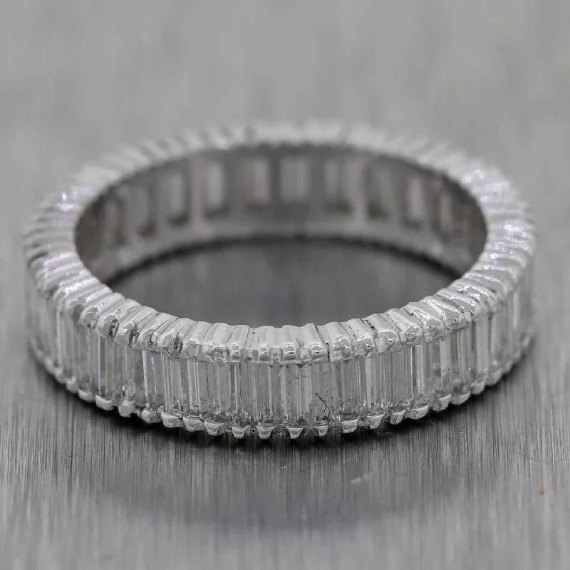 Make Your Outfit Shine With Discounted Jewelry 1950's Vintage Platinum 2.50ctw Straight Baguette Diamond Wedding Band Ring