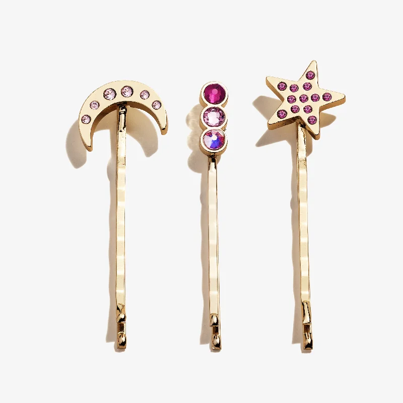 Jewelry Clearance Event – Stock Up Before It's Over Amethyst Moon + Star Hair Pins, Set of 3