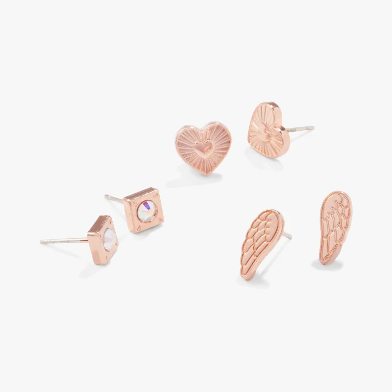 Final Call – Shop Exquisite Jewelry Before It's Gone Angel Wing Heart Earrings, Set of 3