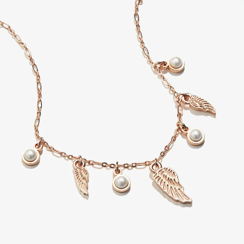 Affordable Elegance – Premium Jewelry At Special Prices Angel Wing + Pearl Delicate Necklace