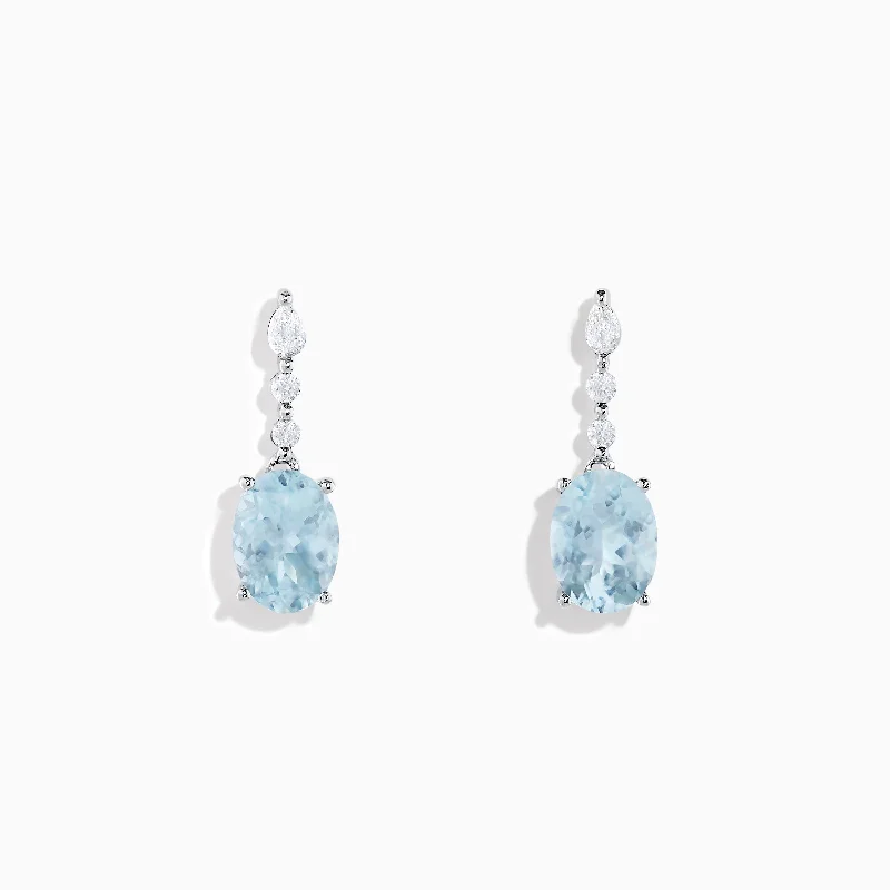 Seasonal Jewelry Clearance – Best Styles At The Lowest Prices Aquarius 14K White Gold Aquamarine and Diamond Drop Earrings