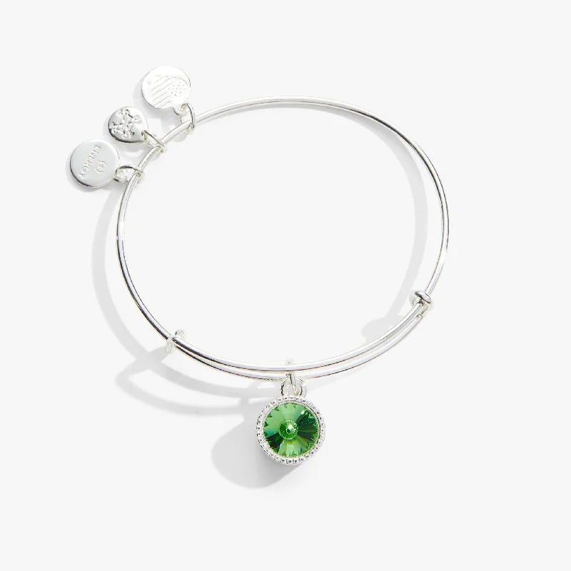 Personalized Jewelry At Special Discount Rates August Birthstone Charm Bangle, Peridot