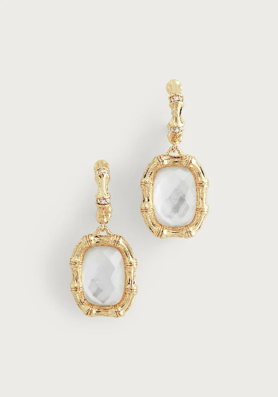 Your Dream Jewelry At Dream Prices – Shop Now Bamboo With Stone Drop Earrings - Mother Of Pearl