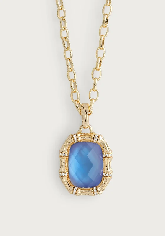 Jewelry Clearance – Final Chance To Save Big Bamboo With Stone Pendant Necklace - Gemstones