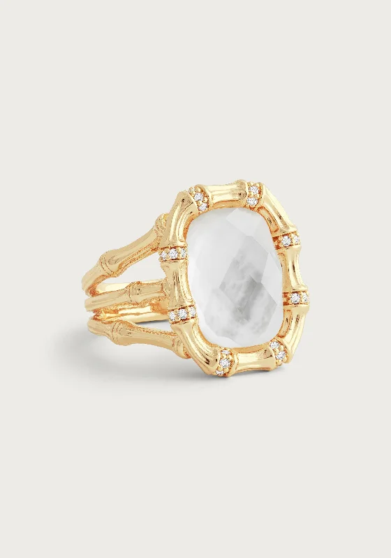 Elegant Jewelry At Unbeatable Prices – Shop Today Bamboo With Stone Ring - Mother Of Pearl