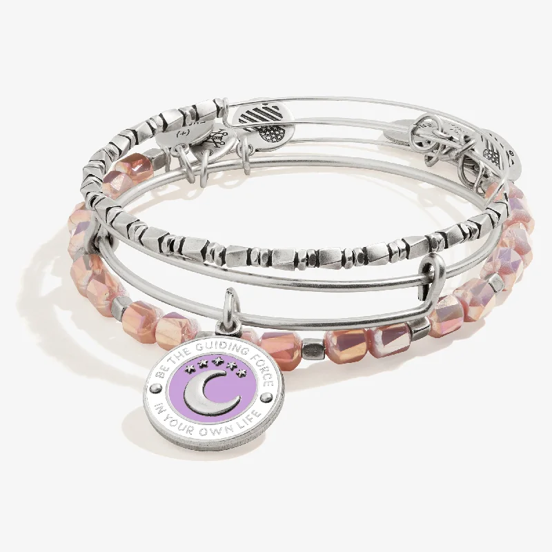 Exclusive Gemstone Jewelry At Special Prices Be the Guiding Force' Charm + Beaded Bangles, Set of 3