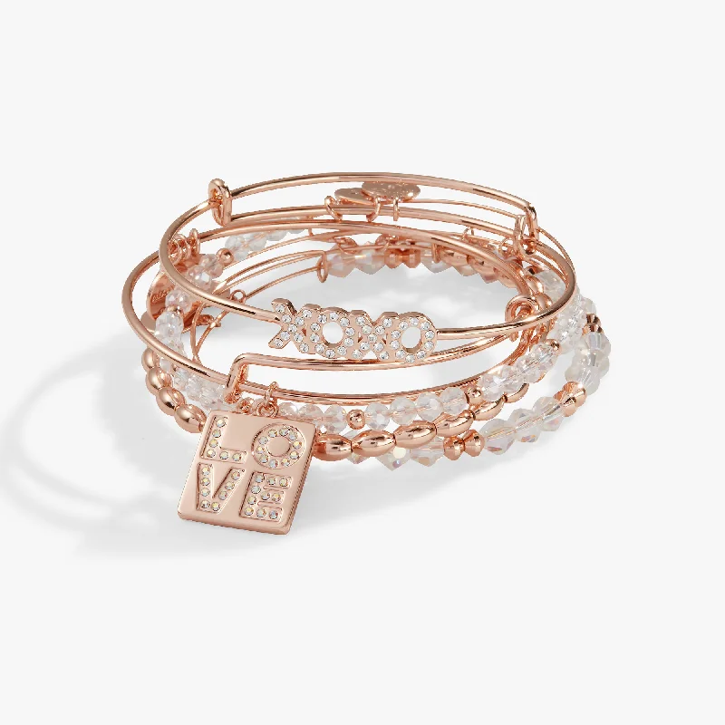 Shop Jewelry That Shines Without The High Price Better Than a Box of Chocolates 'LOVE' Charm Bangle, Set of 5