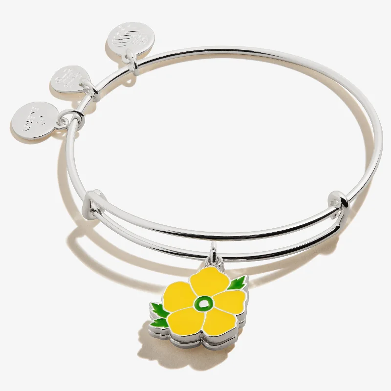 Dazzle In Elegance With Our Biggest Jewelry Sale Buttercup Flower Mantra Charm Bangle