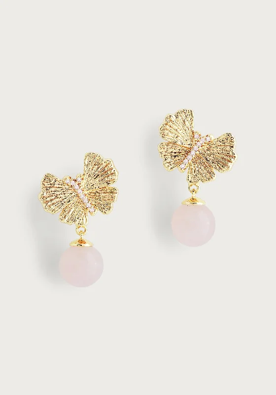 Chic And Stylish Jewelry At Discounted Prices Butterfly With Rose Quartz Drop Earring