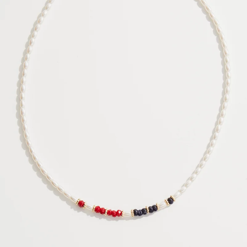 Special Deals On Handcrafted And Designer Jewelry Celebration Red, White and Blue Pearl Necklace